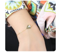 Gold Plated CZ Triangle Silver Bracelet BRS-429-GP